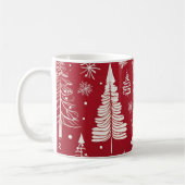 Mug Red White Christmas Tree Snowflake Pattern  (Gauche)