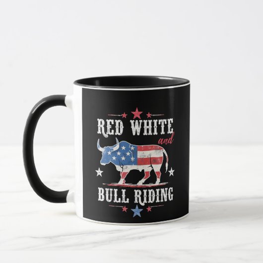 Mug Red White et Bull Riding American Cowboys (Gauche)