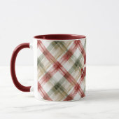 Mug Red White Green Plaid Stripes Christmas (Gauche)