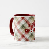 Mug Red White Green Plaid Stripes Christmas (Devant gauche)