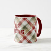 Mug Red White Green Plaid Stripes Christmas (Devant droit)