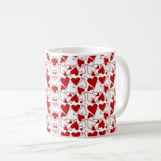 Mug Red & White Heart Pattern Love-Themed (Devant droit)