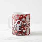 Mug Red White Hearts Love Typographie Saint Valentin (Devant gauche)