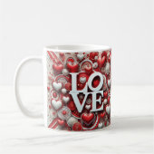 Mug Red White Hearts Love Typographie Saint Valentin (Gauche)