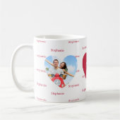 Mug Red white hearts photo name love you (Gauche)