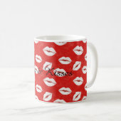 Mug Red White Lips Kisses Valentine's Day Flirty Love (Devant droit)