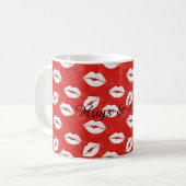 Mug Red White Lips Kisses Valentine's Day Flirty Love (Devant gauche)