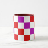 Mug Red White Purple Checkered Pattern Design  (Centre)