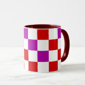 Mug Red White Purple Checkered Pattern Design  (Devant droit)