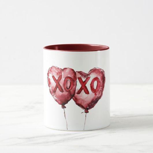 Mug Red XOXO Heart Balloons Love Valentine (Centre)