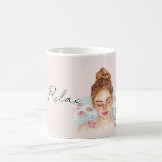 Mug Redhead Pink Roses Relax Bath (Centre)