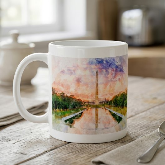 Mug Reflet du coucher de soleil aquarelle du monument