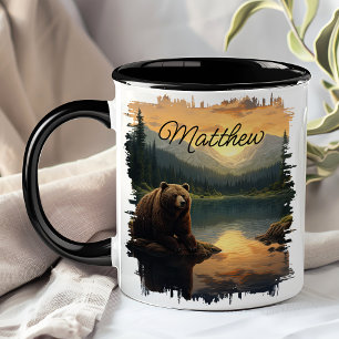 Mug Réflexion au lever du soleil de l'ours grizzly