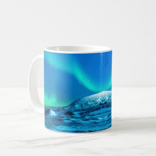 Mug Réflexion bleu-vert Aurora boréale (Devant gauche)