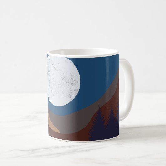 Mug Réflexion de la lune de la forêt Abstraite rustiqu (Devant droit)