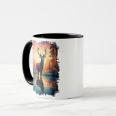 Mug Réflexion du Cerf Majestic au lac Sunset (Devant gauche)