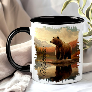 Mug Réflexion du lac Grizzly-Ours Brown