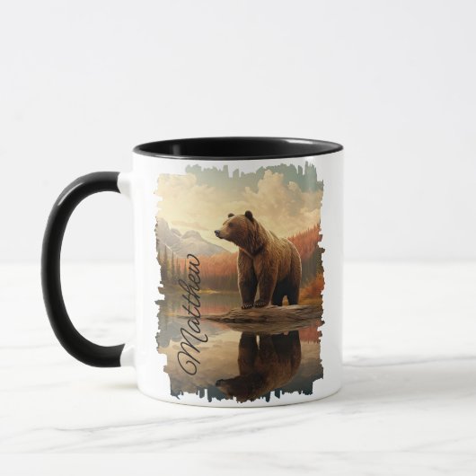Mug Réflexion du lac Grizzly-Ours Brown (Gauche)