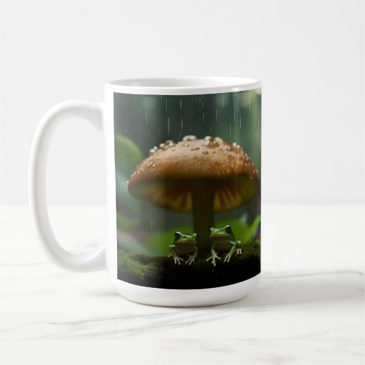 Mug Refuge Rainy Day : Frogs Shelter Sous Champignons (Gauche)