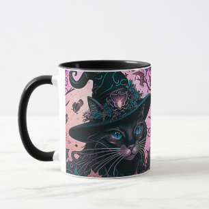 Mug Regal Chat noir avec sorcières Casquette Halloween