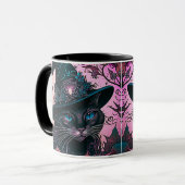 Mug Regal Chat noir avec sorcières Casquette Halloween (Devant gauche)