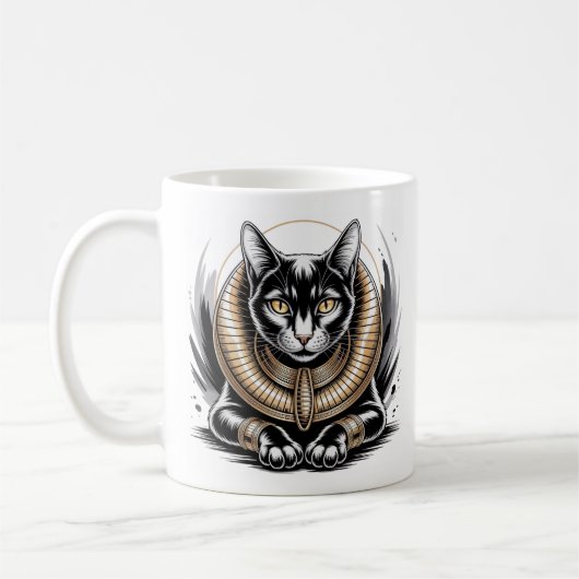 Mug Regal Egyptian Black Cat Art (Gauche)