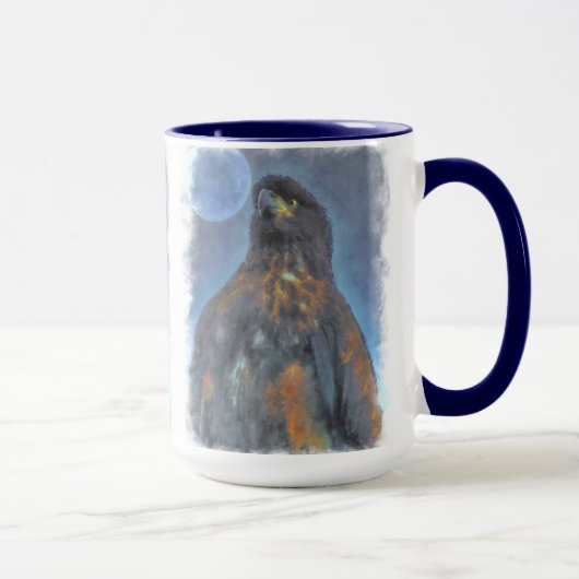 Mug Regal Young Bald Eagle et Moon Peinture (Droite)