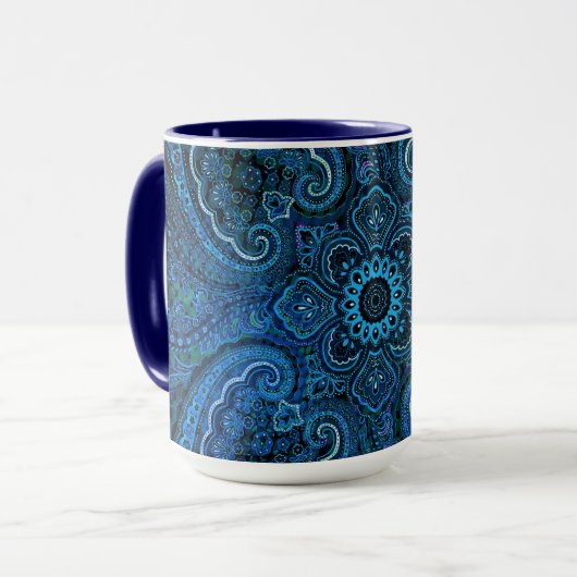 Mug Regard Bostalgique Paisley Bleu (Devant gauche)