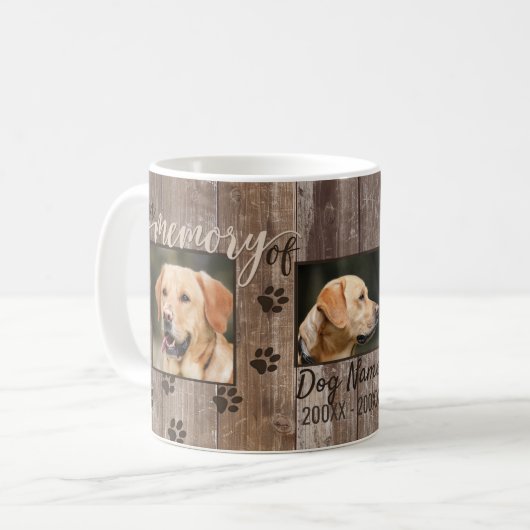 Mug Regard du bois rustique commémoratif de chien fait (Devant gauche)