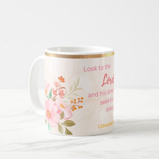 Mug Regarde le Seigneur pour la force (Devant gauche)