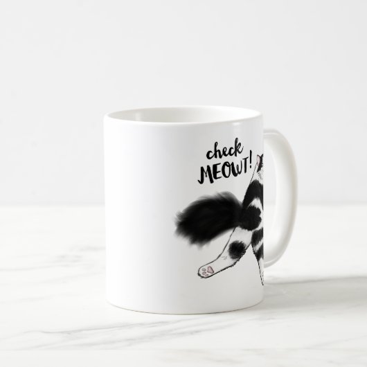 Mug Regarde Meowt ! Amusant noir et blanc flot de chat (Devant droit)