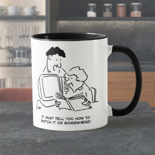 Mug Regarder comment allumer l'ordinateur