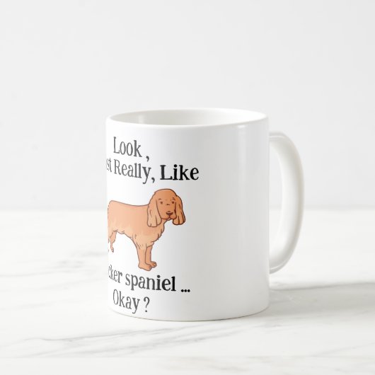 Mug Regardez, j'aime vraiment Cocker spaniel, d'accord (Devant droit)