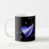 Mug Regenbogen-Herz mit Sternchen auf schwarz (Gauche)