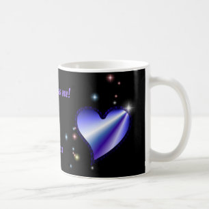 Mug Regenbogen-Herz mit Sternchen auf schwarz