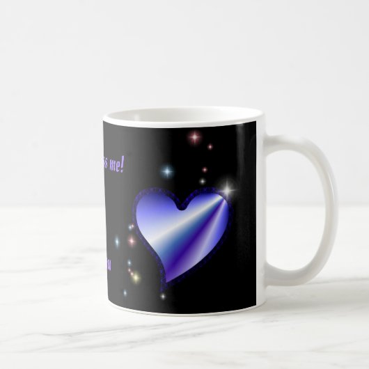 Mug Regenbogen-Herz mit Sternchen auf schwarz (Droite)
