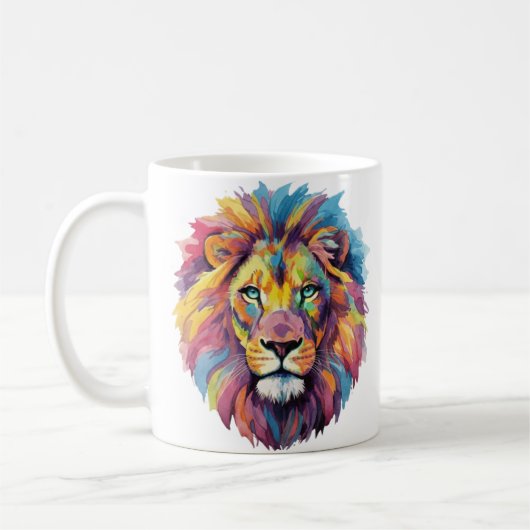 Mug Regenbogen Wolf Aquarell Portrait (Gauche)