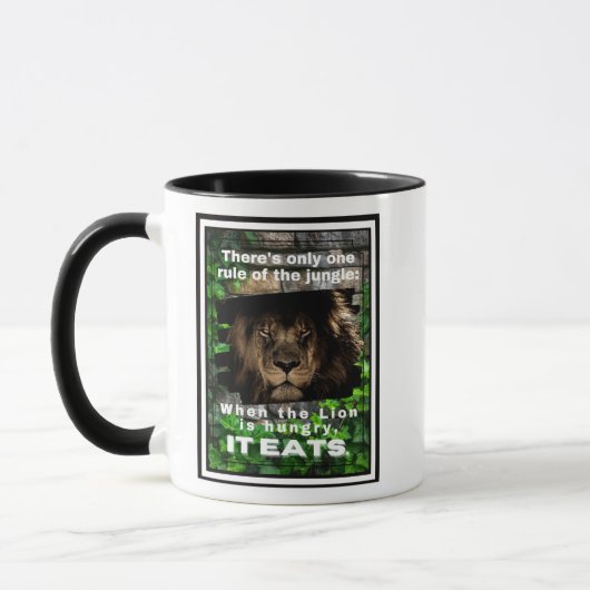 Mug Règle de la Jungle quand le Lion a faim, il mange (Gauche)