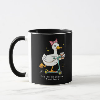 Mug Regulating Emotions Duck on a Scooter