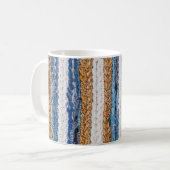 Mug Rein patchwork : jean recyclé tapis. (Devant gauche)
