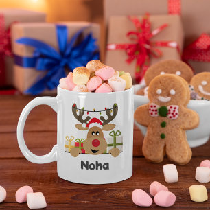 Mug Reindeer Cadeaux en Noël saison avec Votre Nom