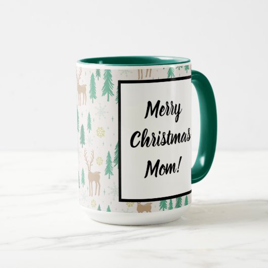 Mug Reindeer de Noël dans la forêt À feuillage persist (Devant droit)