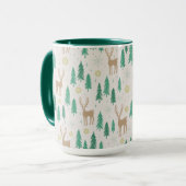 Mug Reindeer de Noël dans la forêt À feuillage persist (Devant gauche)