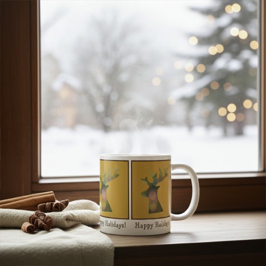 Mug Reindeer de Noël personnalisé, Or de Bronz profond