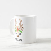 Mug Reindeer Face Custom Name Holiday (Devant gauche)