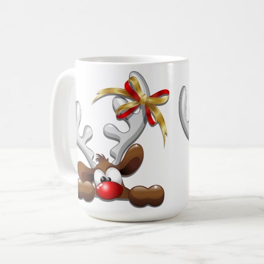 Mug Reindeer Puzzled drôle Caractère de Noël (Devant gauche)
