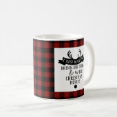 Mug Reindeer Rouge et noir Buffalo plaqué Noël (Devant droit)