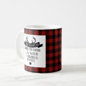 Mug Reindeer Rouge et noir Buffalo plaqué Noël (Devant gauche)
