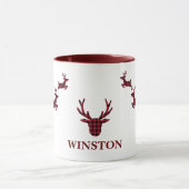 Mug Reinder de Noël Rouge noir Buffalo Plaid Check (Centre)