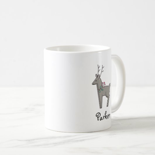Mug Reinder moderne Noël Nom personnel (Devant droit)